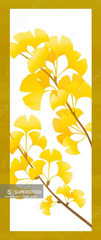 Illustration of branches covered in yellow leaves