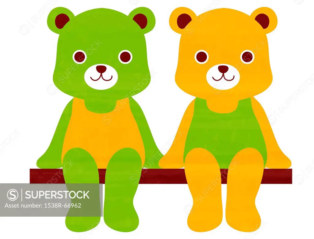Illustration of two bears sitting on a bench