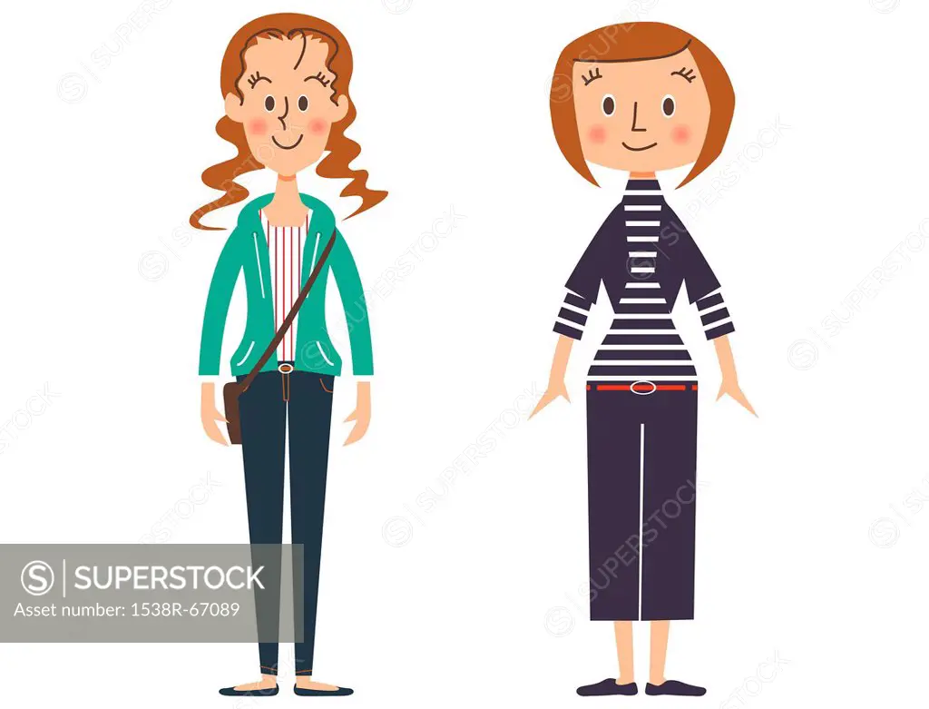 Illustration of two women standing side by side