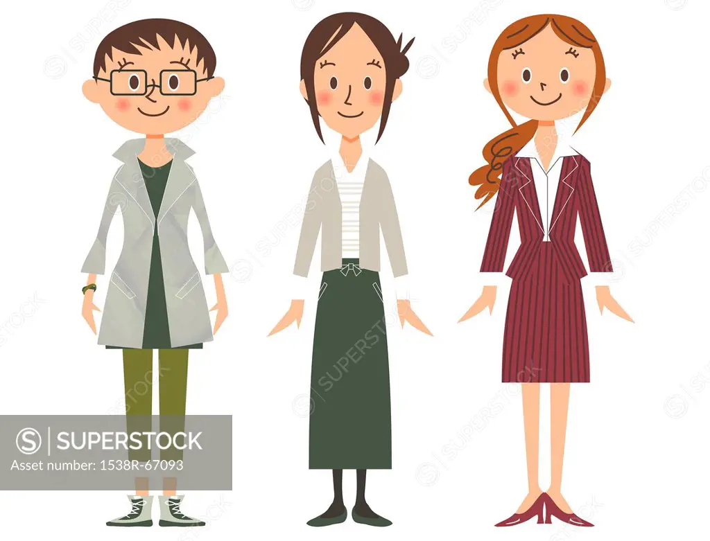 Illustration of three women standing side by side