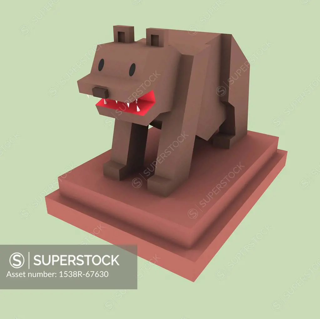 A 3D style image of a bear