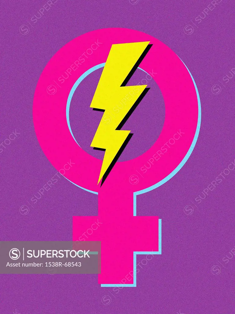 A female symbol with lightning in it