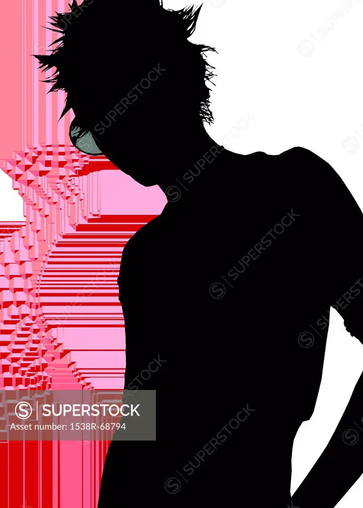 A silhouette of a woman wearing sunglasses.