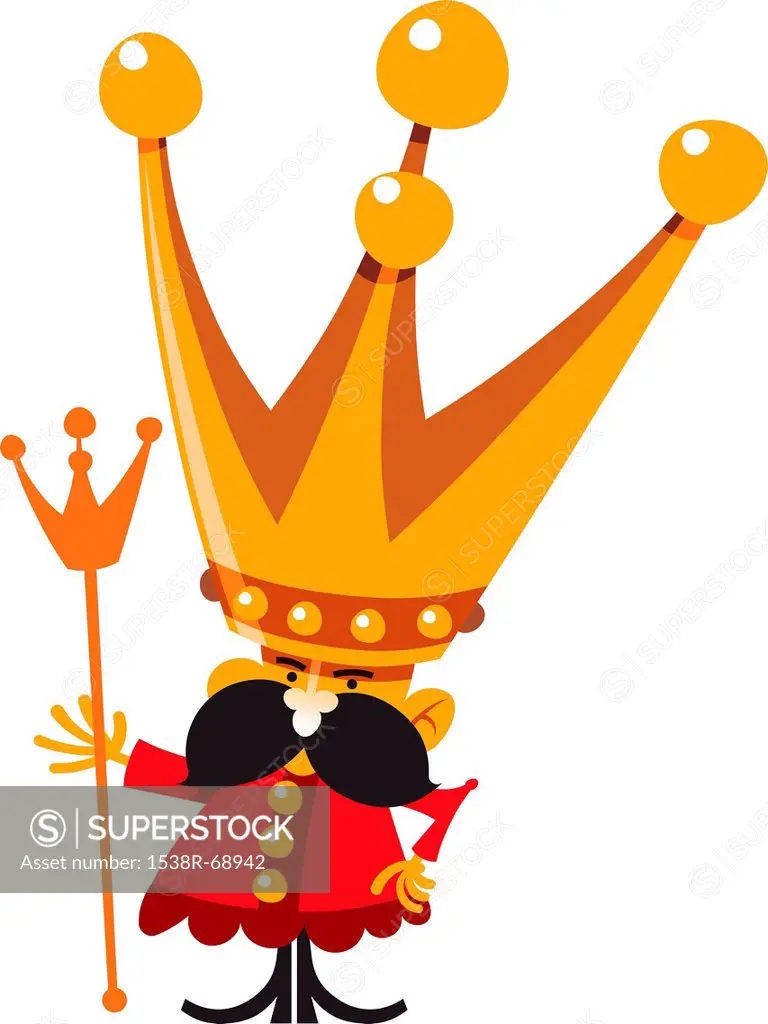 A king with a large crown and sceptre
