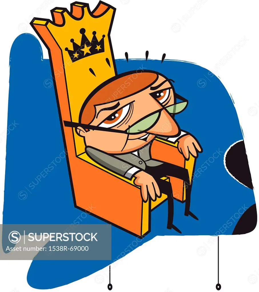 A businessman sitting at a throne