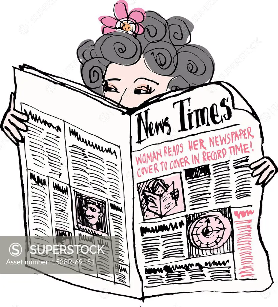 a woman reading the newspaper