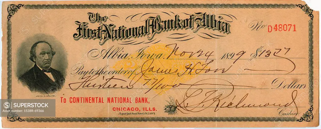 vintage cheque