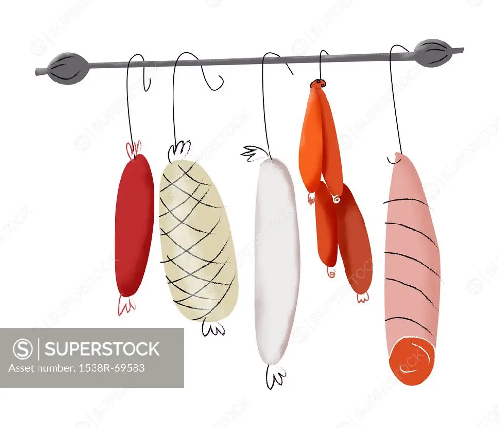 Hanging cured meat
