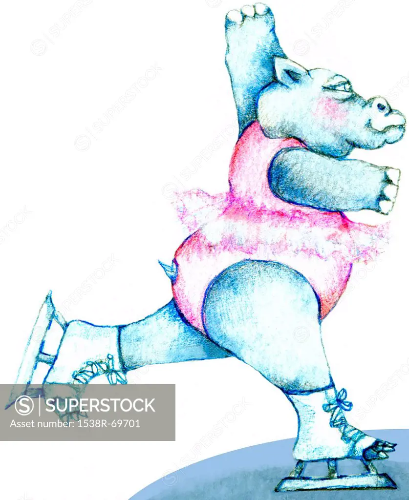 A skating hippo