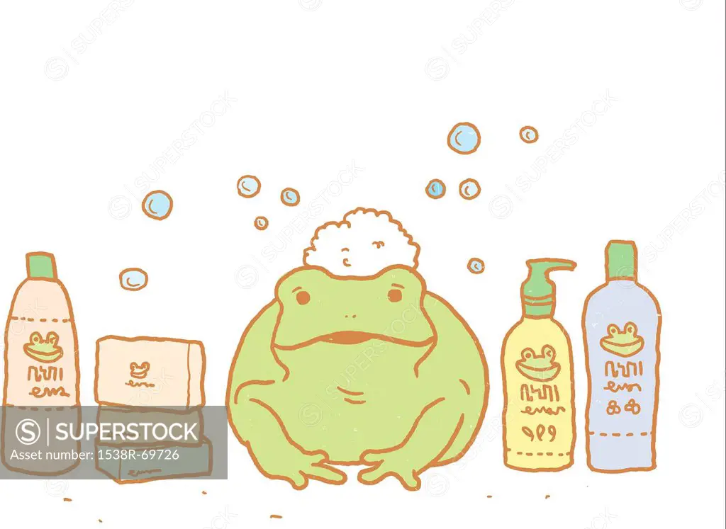 A frog and bath products