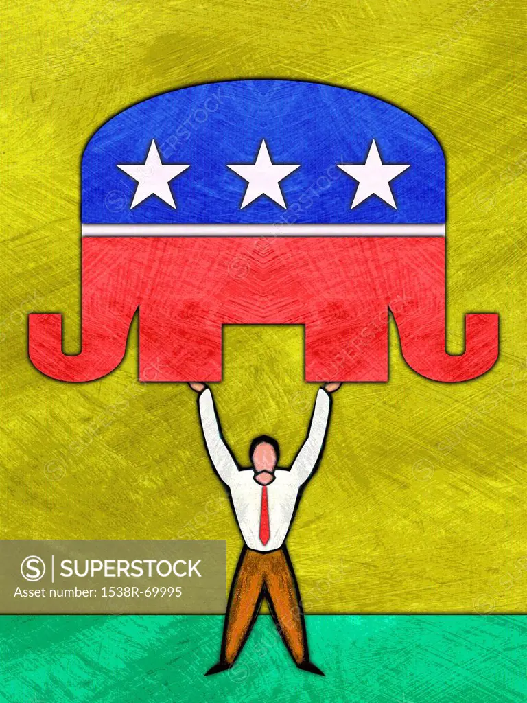 A republican elephant with two trunks