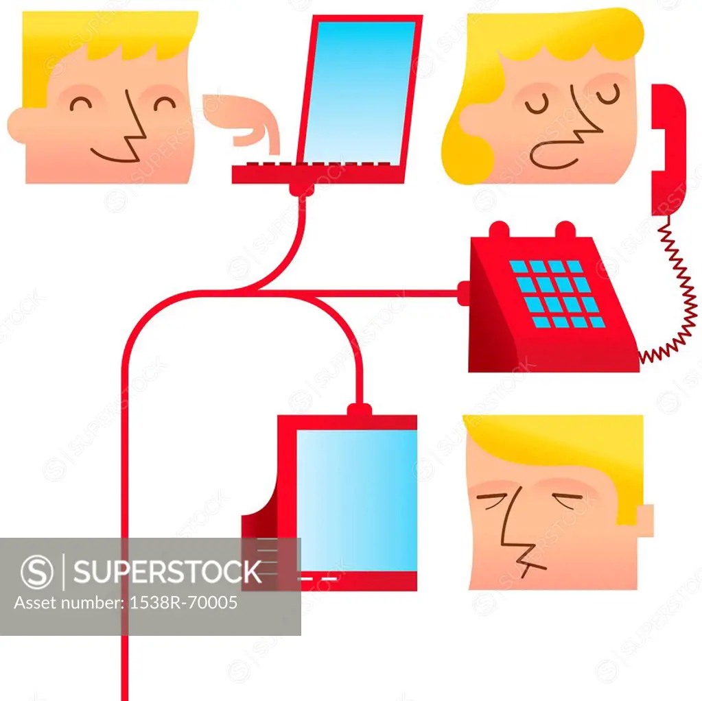 People talking on the phone via internet connection