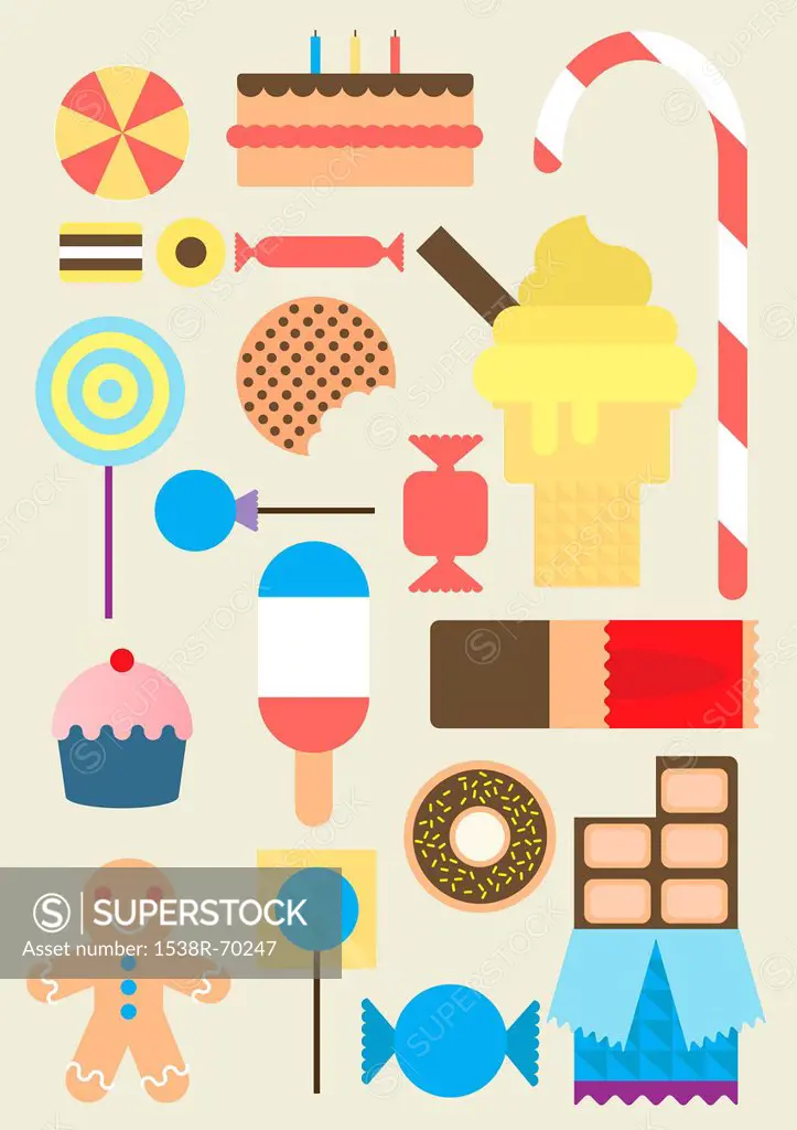Icons about desserts and sweets