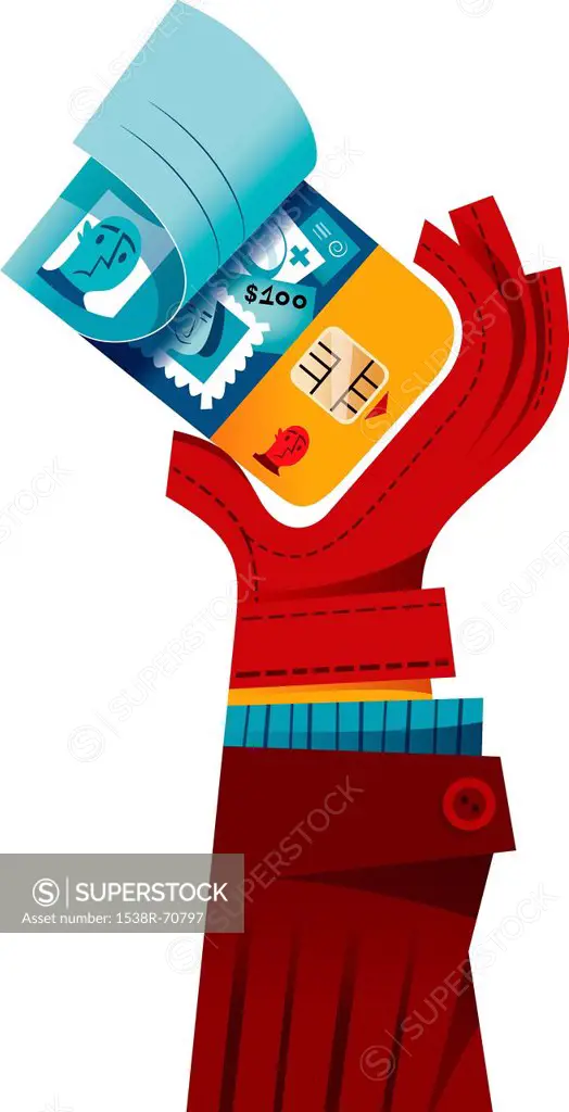 A chip reader on a credit card