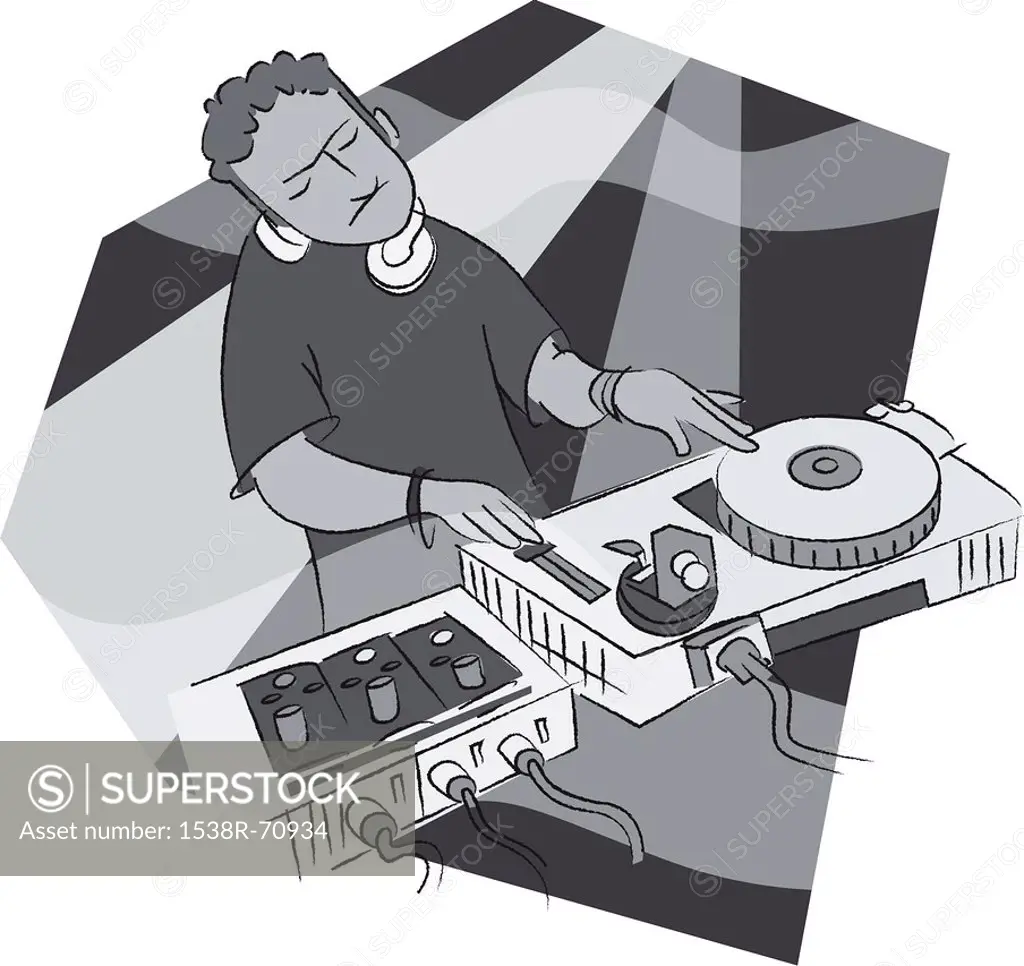 A deejay at his turntable