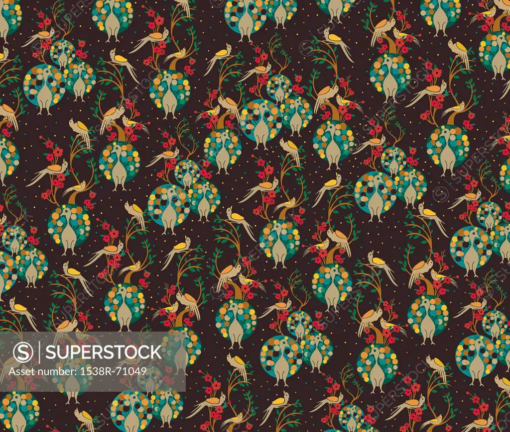 A peacock-themed pattern