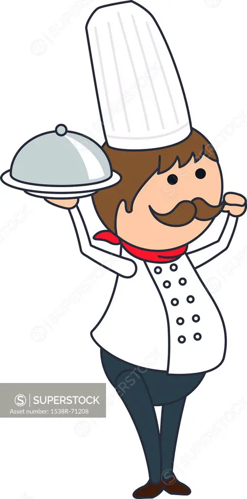 A chef holding a serving tray