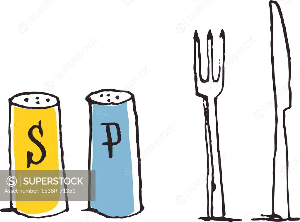 Salt and pepper and cutlery