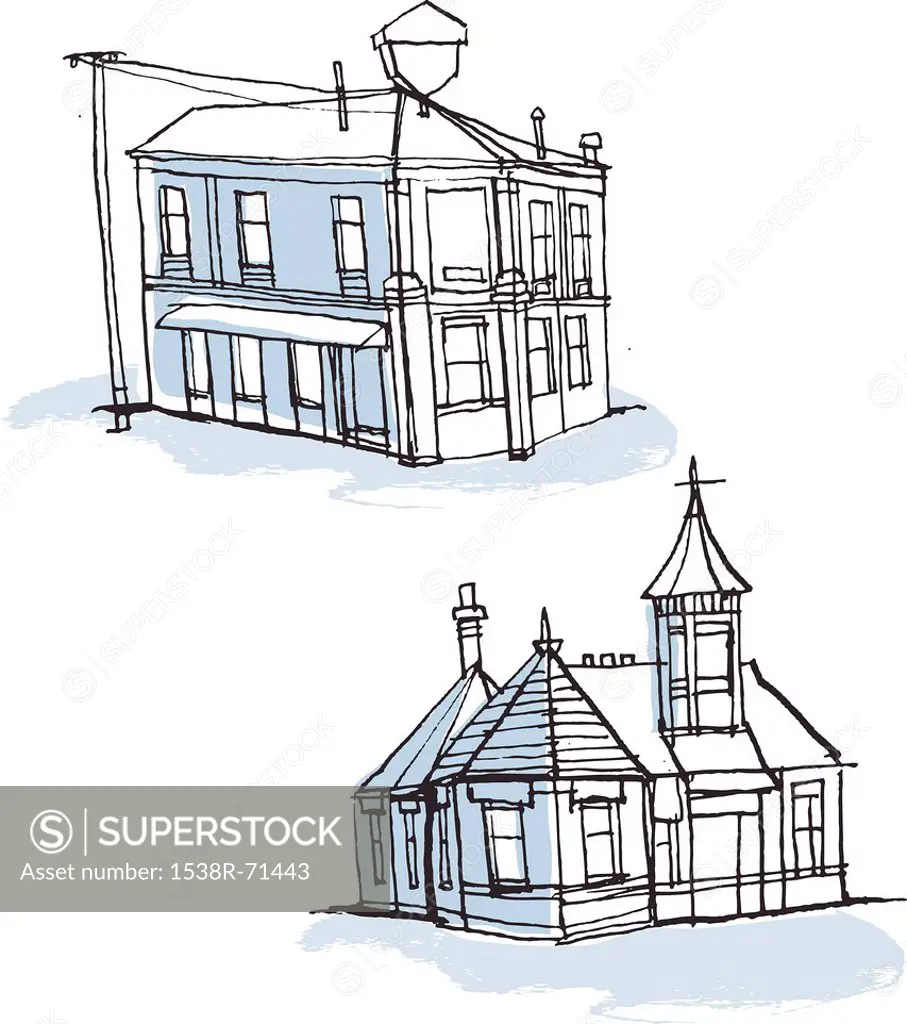 Buildings against white background