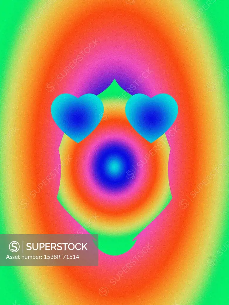 A psychedelic style abstract face