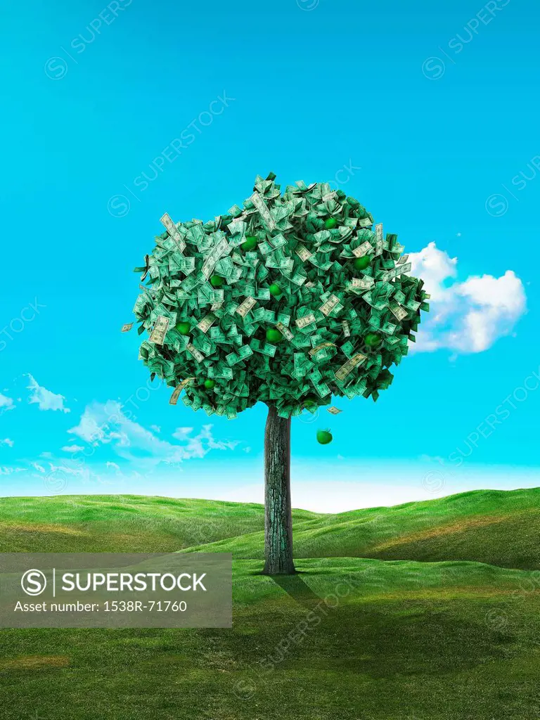 An apple falling from a money tree