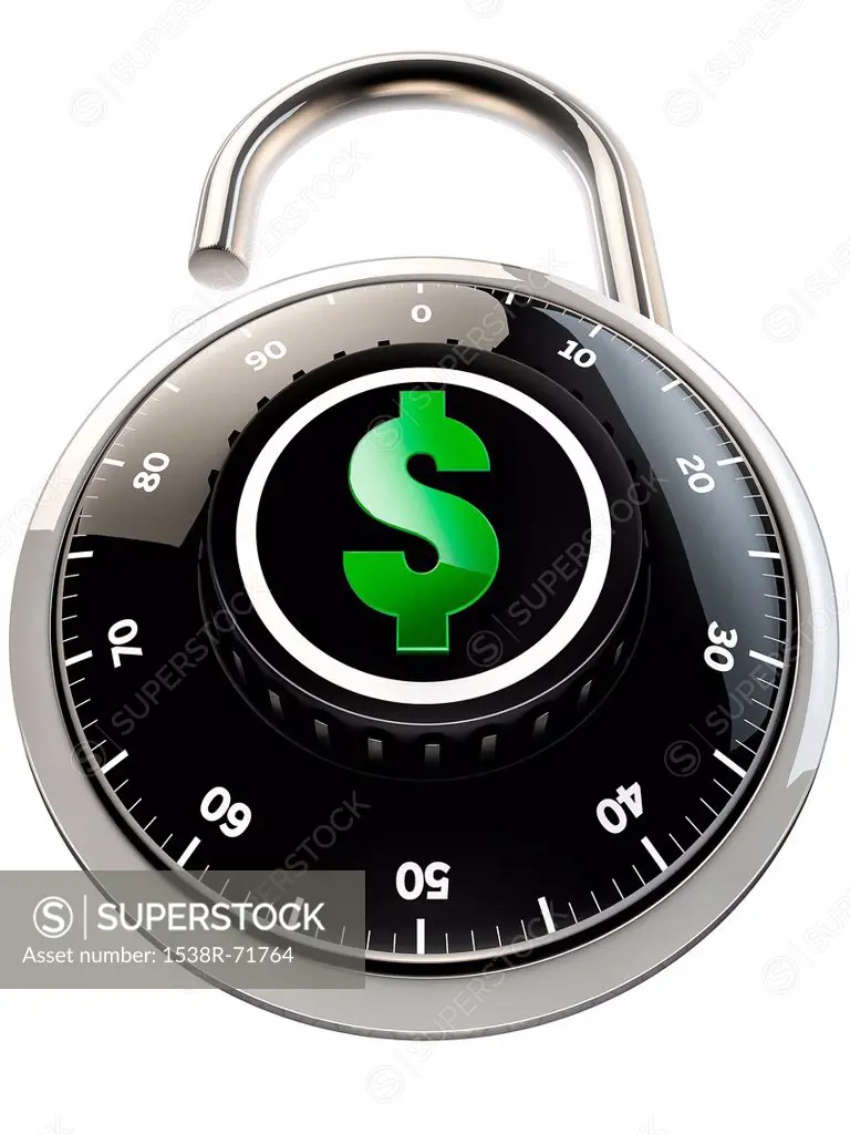 A lock with a dollar sign on it