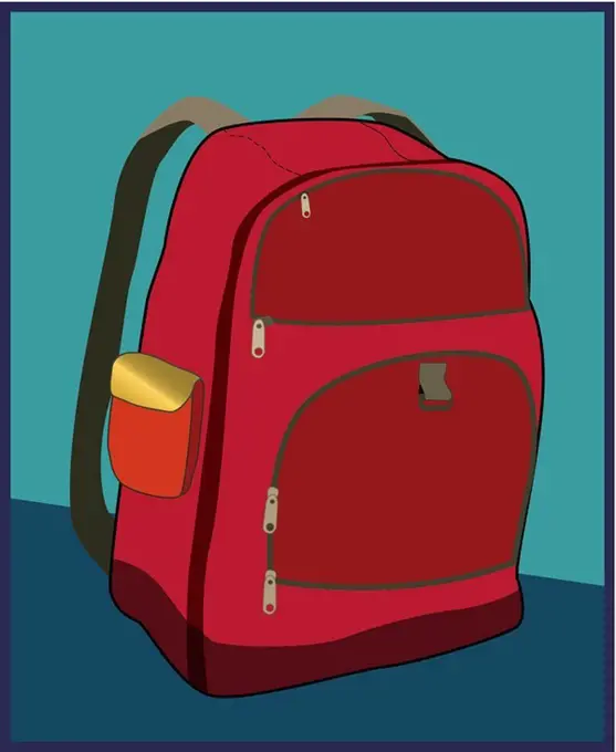 An illustration of a red back pack