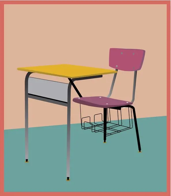 A classroom furniture set consisting of a desk and chair