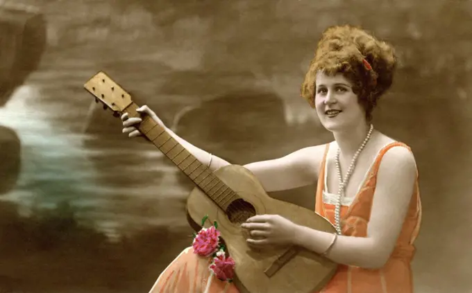 French postcard celebrating St. Cecile, patron saint of musicians, c. 1915