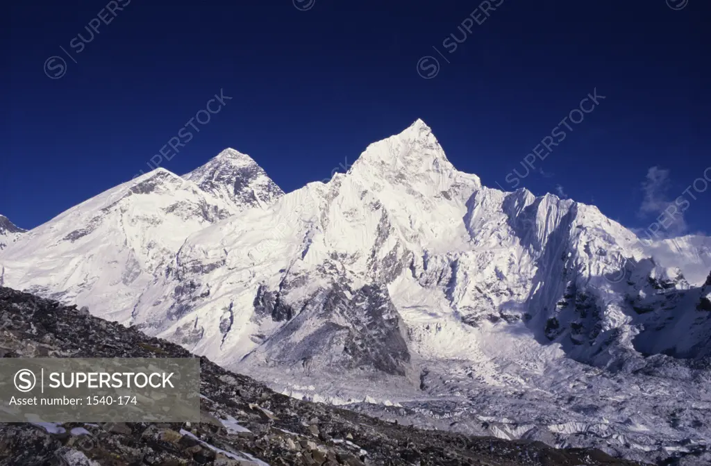 Panoramic view of snow covered mountains Himalayas, India