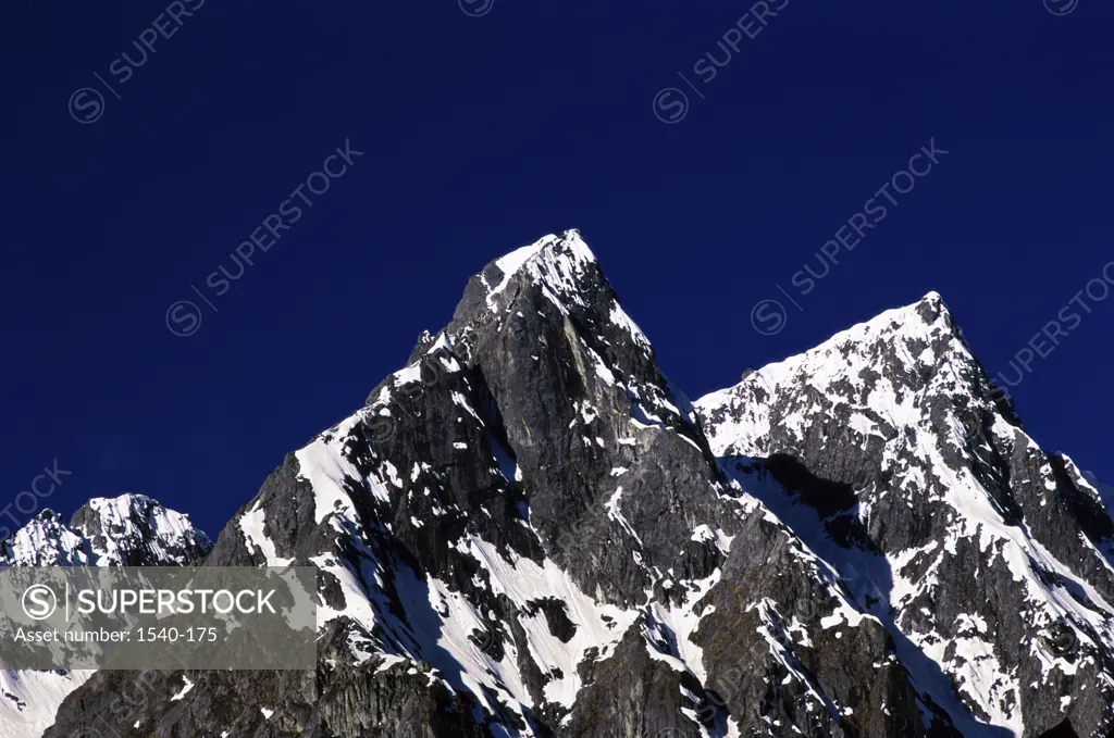 Low angle view of mountain peaks, Badrinath, Uttaranchal, India