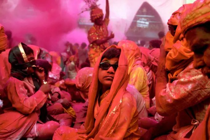 The fervour of Holi at Barsana in Uttar Pradesh ;  India