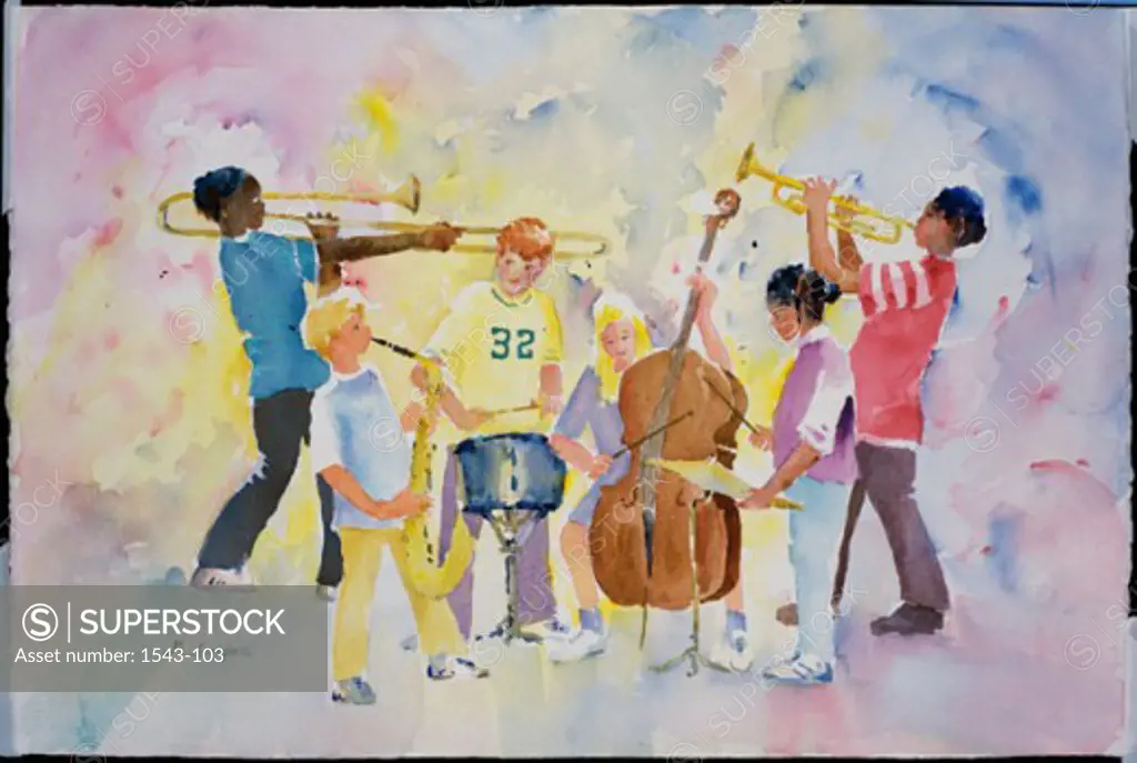 Instrument Zoo I  1997 Margie Livingston Campbell (20th C. American) Watercolor