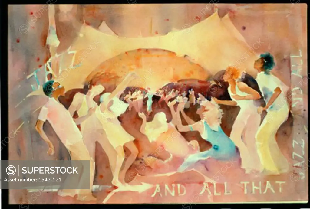 Jazz Concert  1985 Margie Livingston Campbell (20th C. American) Watercolor