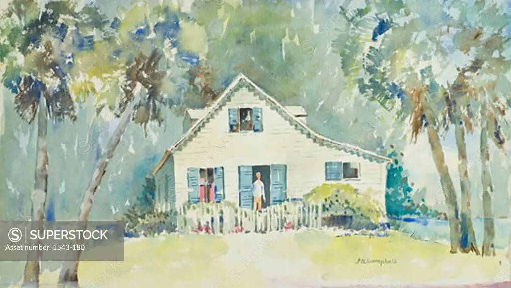 Mr. Milton Bethel's House, Margie Livingston Campbell, (b.20th C./American), Watercolor
