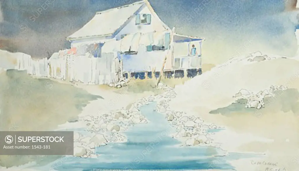 Cape Cottage, Margie Livingston Campbell, (b.20th C./American), Watercolor