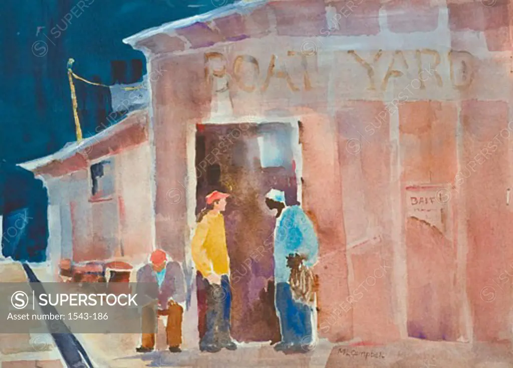 Boat Yard, Margie Livingston Campbell, (b.20th C./American), Watercolor