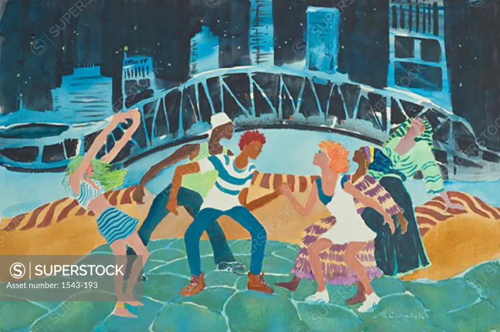 Jazz in the River City, Margie Livingston Campbell, (b.20th C./American), Watercolor