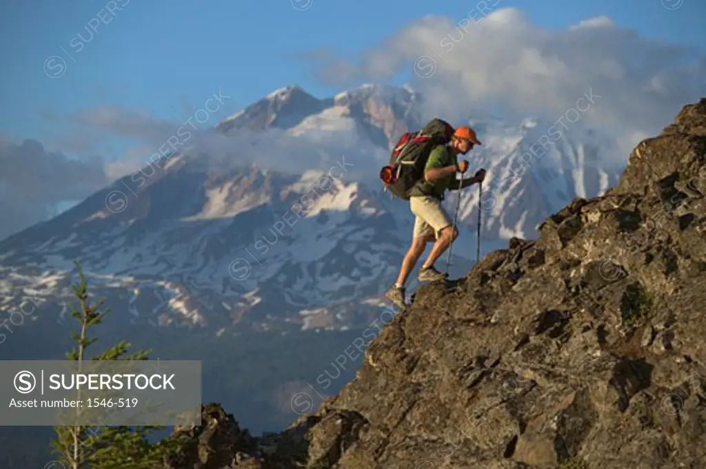 Man hiking on a mountain