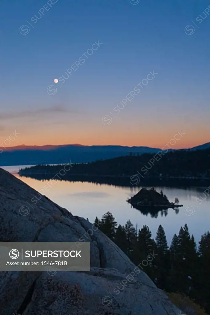Silhouette of trees near Emerald Bay, Lake Tahoe, California, USA