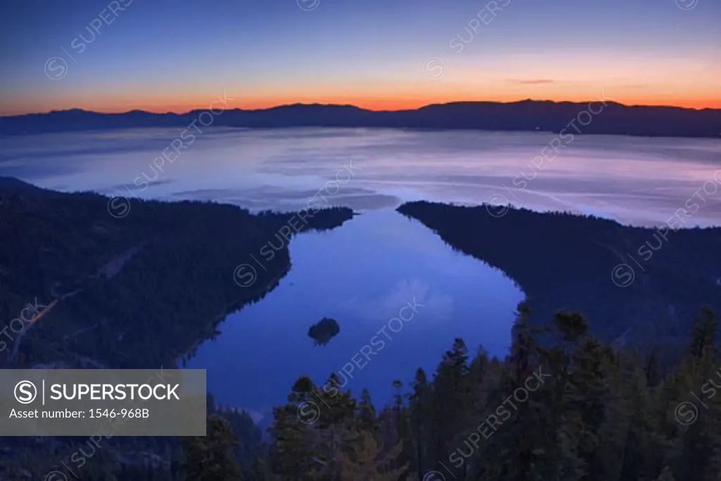 High angle view of a lake, Emerald Bay, Lake Tahoe, California, USA