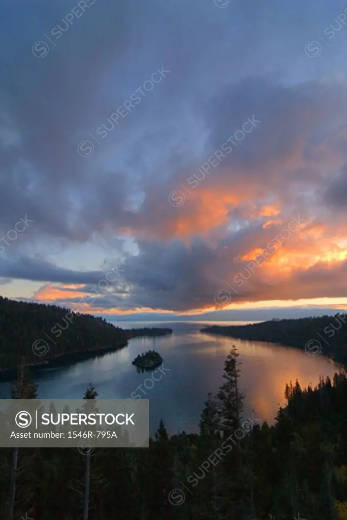 Clouds over a lake, Emerald Bay, Lake Tahoe, California, USA