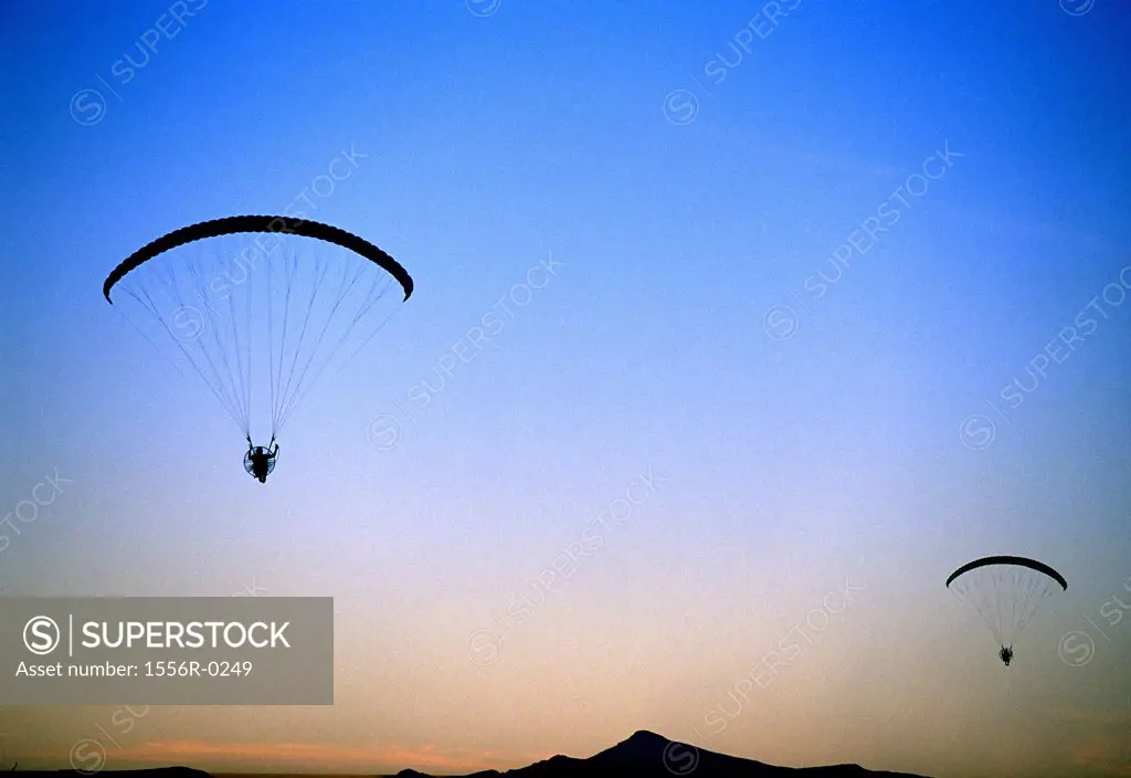 Paragliding at sunset