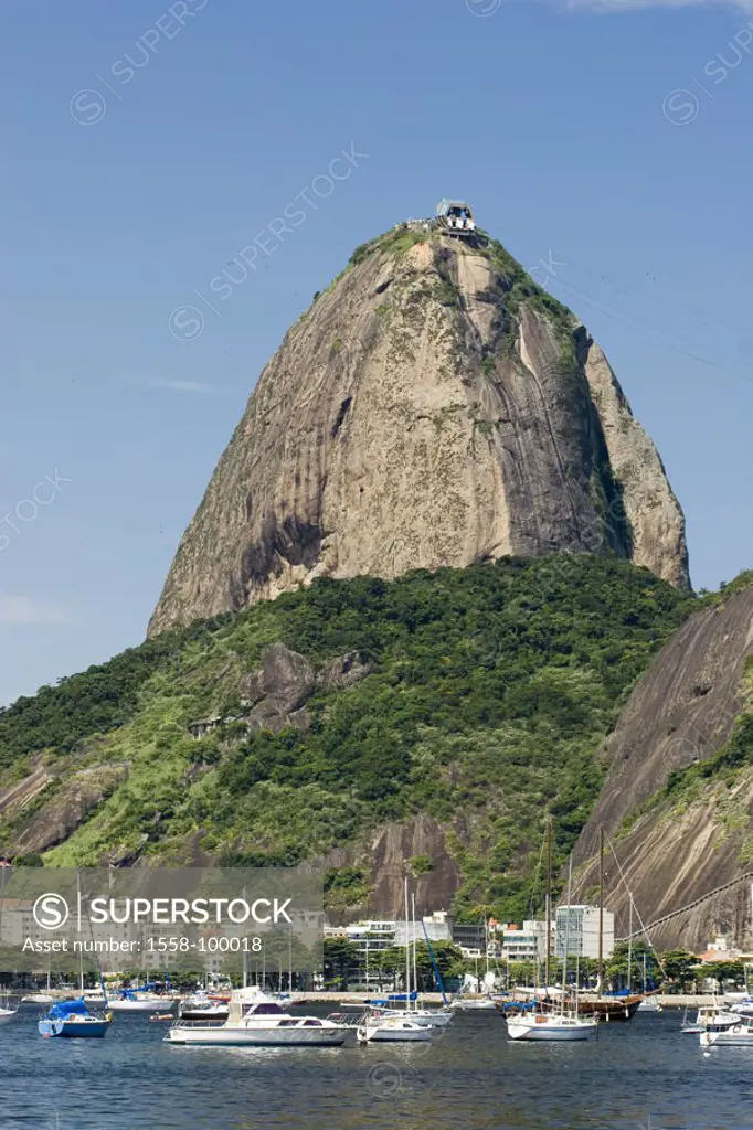 Brazil, Rio de Janeiro, Botafogo, Sugarloaf, harbor,   South America, capital, cityscape, coast, bay,  Docks, mountain, ´Pao de Acucar´, 394 m high, P...