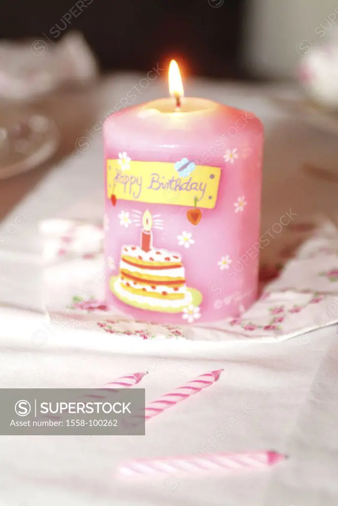 Birthday candle, burning,    first birthday, child birthday, party, celebration, candle, pink, writing, Happy Birthday, flame, cake candles, tradition...