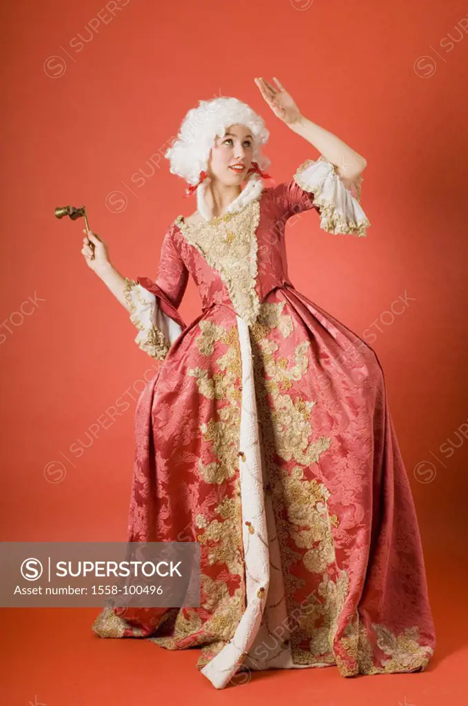 Woman, wig, dress, rococo, binoculars, Gesture,   Series, 20-30 years, white-haired, outfit, splendidly, decorates, hooped skirt, snooty, replanting, ...