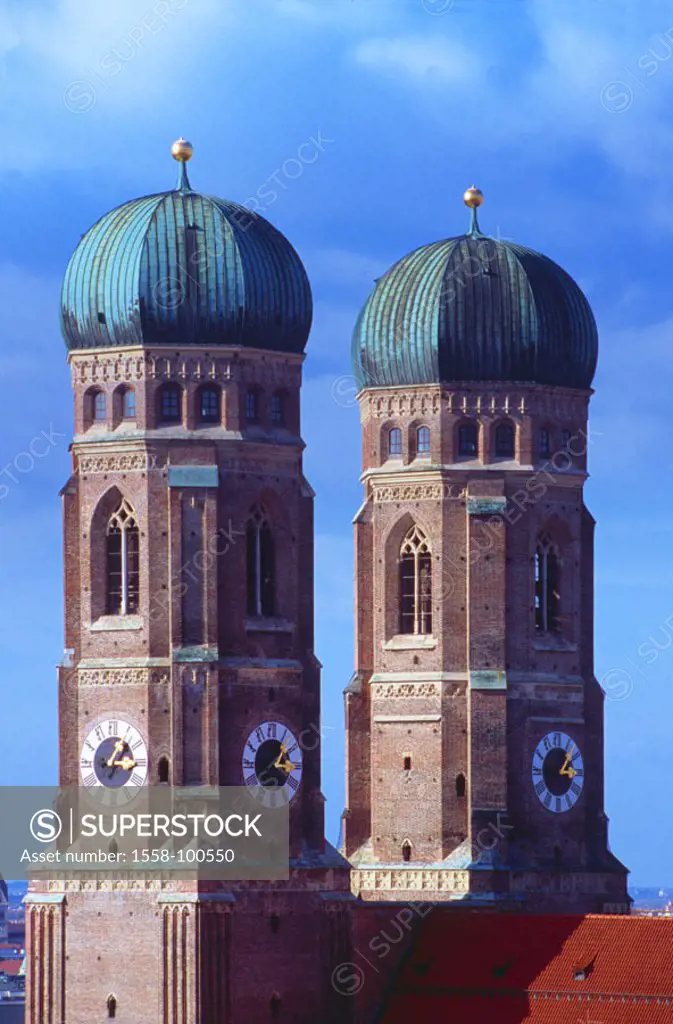 Germany, Upper Bavaria, Munich, Women church, detail, towers,  Bavaria, city center, cathedral to our dear wife, steeples, twin towers, construction, ...