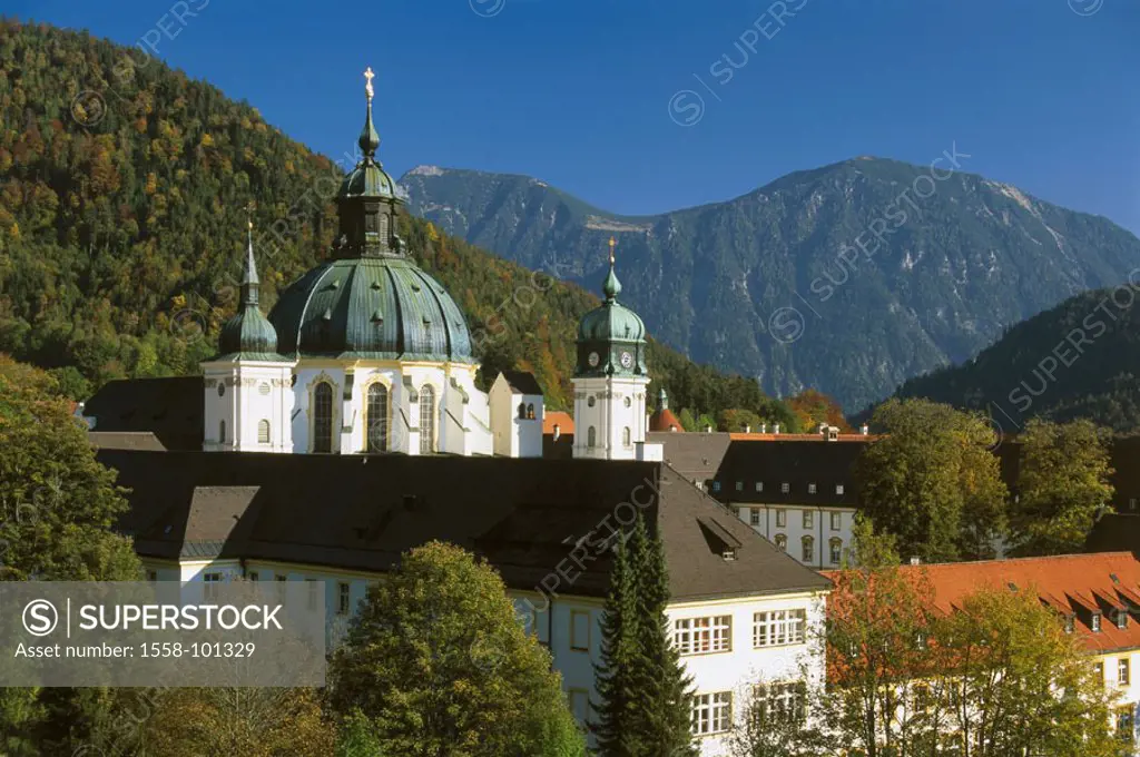 Germany, Bavaria, cloister Ettal,  Cloister church,   Europe, Southern Germany, Upper Bavaria, development rock, cloister installation, Benediktinerab...