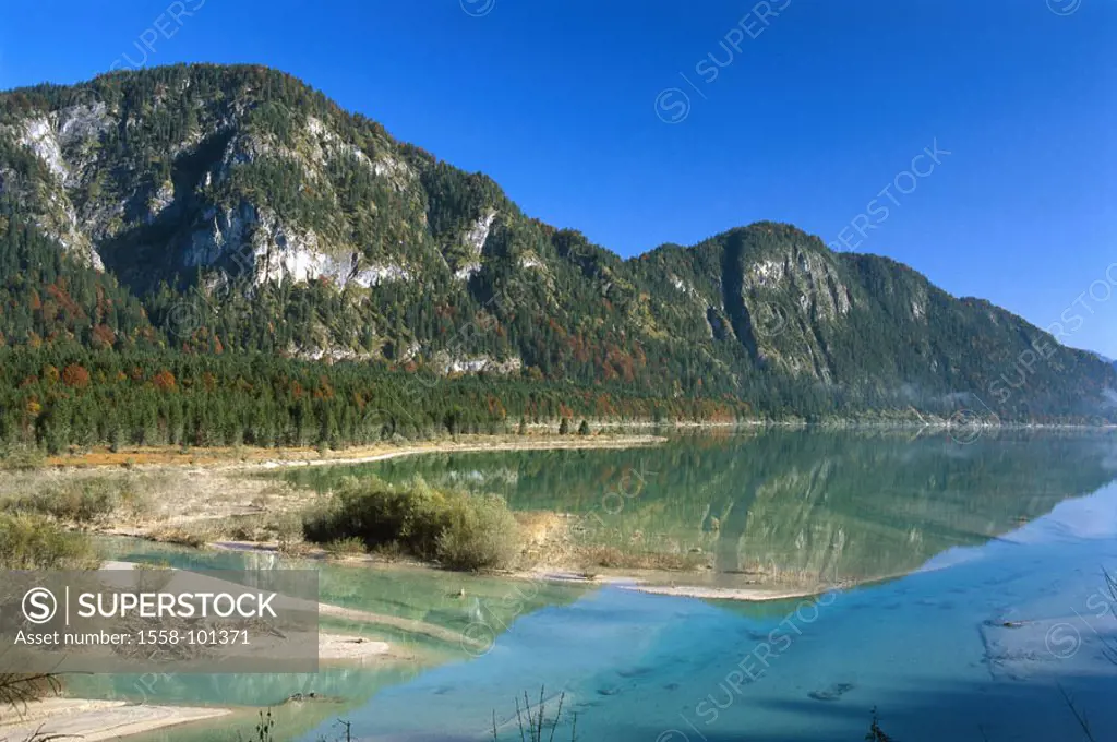 Germany, Upper Bavaria,  Sylvensteinspeicher,   Southern Germany, Bavaria, alpine upland, Isar corners, sea, Sylvensteinstausee, reservoir, Sylvenstei...