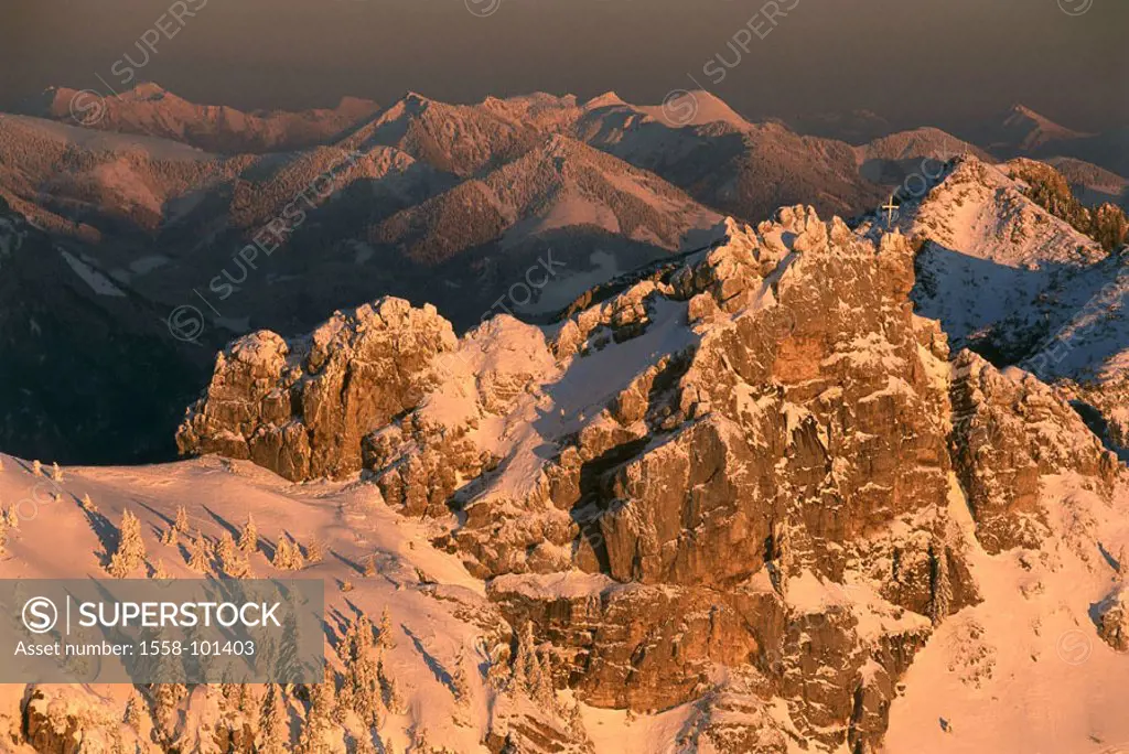 Germany, Bavaria, Wildalpjoch,  Chiemgauer Alps, winters, morning light,  highland,  Southern Germany, Upper Bavaria, Bavarian Alps, Chiemgau, mountai...